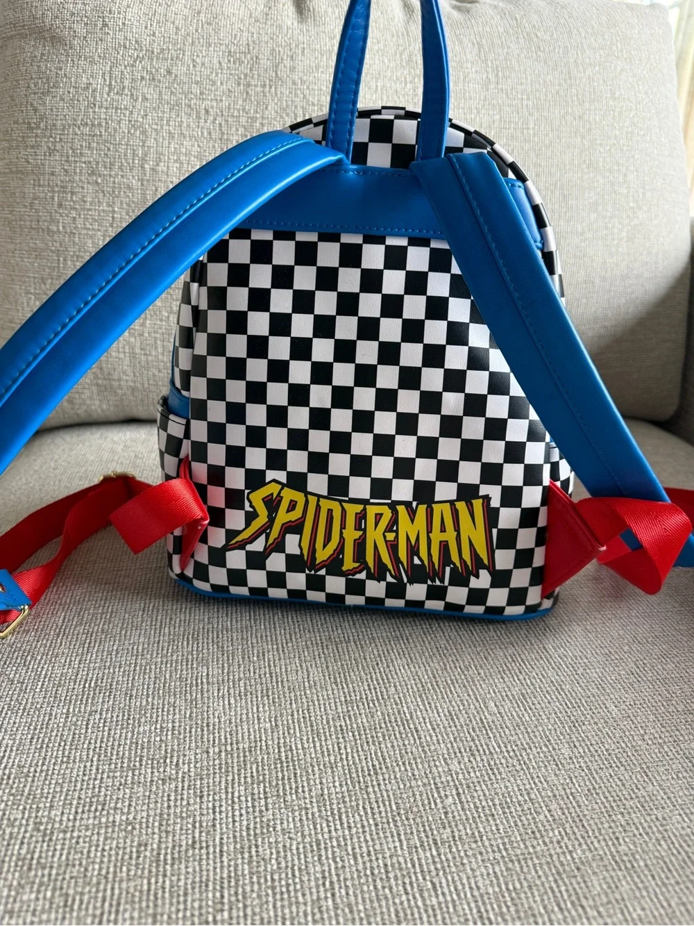 🔥 RETIRED! Loungefly x Marvel checkered Spider-Man Mini Backpack